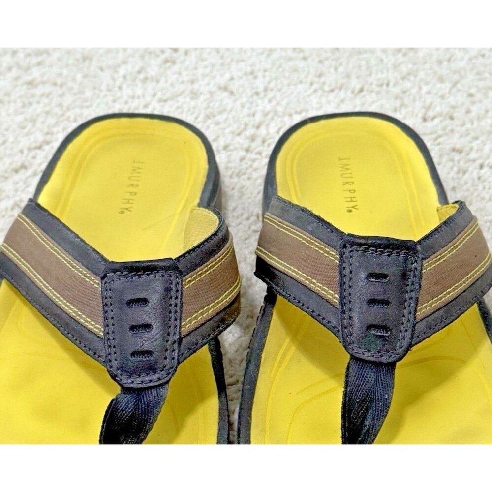 Johnston Murphy Flip Flips Mens Size 10M Verona Sandals Thong Flip On Brown Gray - Picture 4 of 7